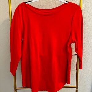 Chico’s Ultimate Tee  Shirt Top 3/4 Sleeve Red Size 2 (Large)